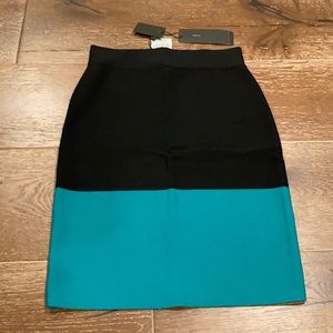 Scarlett Black Teal Comb Pencil Skirt